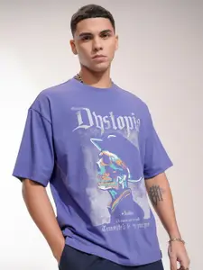 HIGHLANDER Men Graphic Printed Round Neck Cotton Oversized T-shirt