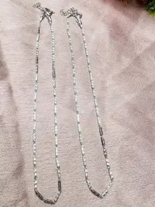 Arte Jewels Set Of 2 Sterling Silver Anklets