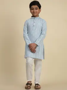 Pro-Ethic STYLE DEVELOPER Boys Geometric Woven Design Pure Cotton Kurta With Pyjama