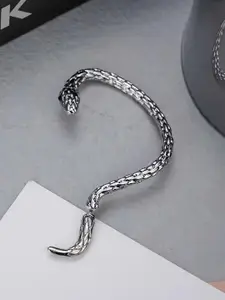 VAGHBHATT Silver Plated Snake Shaped Ear Cuff Earrings