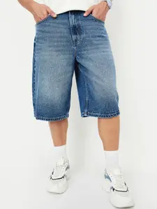 max Men Washed Denim Mid-Rise Shorts