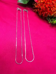 Arte Jewels Set Of 2 Sterling Silver Anklets