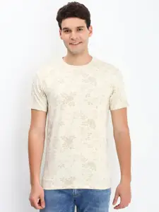 Allen Solly Men Floral Printed Round Neck Cotton Slim Fit T-shirt