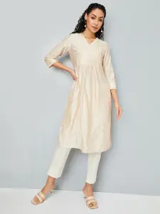 max Women Yoke Design Thread Work A-Line Kurta