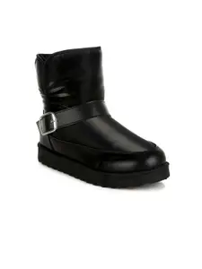 London Rag Women Flatform Heeled Buckle Strap Puffy Chunky Boots