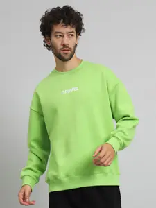 GRIFFEL Men Typography Printed Round Neck Fleece Pullover Sweatshirt