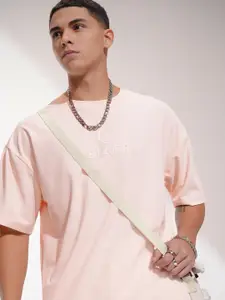 HIGHLANDER Men Brand Logo Printed Round Neck Oversized T-shirt