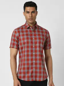 Van Heusen Sport Men Cotton Slim Fit Tartan Checks Casual Shirt