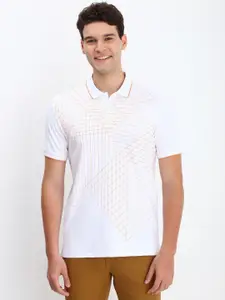 Allen Solly Men Geometric Printed Polo Collar Cotton T-shirt