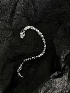 VAGHBHATT Silver Plated Snake Shaped Ear Cuff Earrings