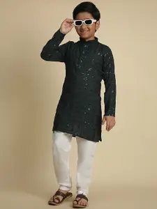 Pro-Ethic STYLE DEVELOPER Boys Embroidered Pure Cotton Straight Kurta with Pyjamas