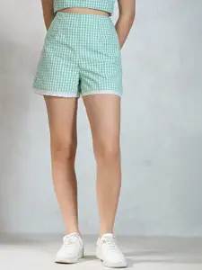 Virgio Women Cotton Mini Length Checks Shorts