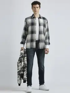 Pepe Jeans Men Spread Collar Tartan Checked Cotton Casual Shirt