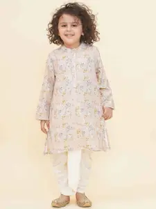 Sethukrishna Boys Floral Printed Regular Kurta With Dhoti Pants