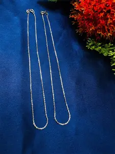 Arte Jewels Set Of 2 Sterling Silver Anklets