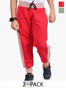 BAESD Pack Of 2 Boys Colourblocked Regular Fit Joggers