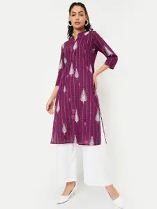 max Ethnic Motifs Woven Design Mandarin Collar Straight Kurta