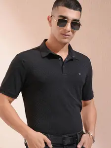 HIGHLANDER Men Self Design Polo Collar T-shirt