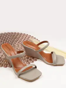 DressBerry Women Solid Open Back Wedge Sandals