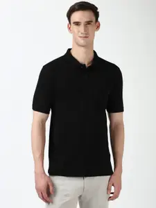 Peter England Men Solid Polo Collar Cotton T-shirt