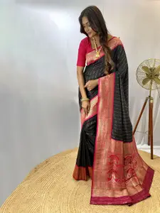 DEVATITHI Striped Zari Silk Blend Paithani Saree