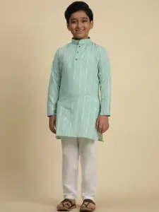 Pro-Ethic STYLE DEVELOPER Boys Geometric Woven Design Pure Cotton Kurta With Pyjama