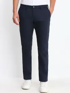 Allen Solly Men Solid Cotton Slim Fit Mid-Rise Trousers