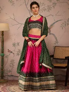 SHRINGARINI Bhandani Printed Ready to Wear Lehenga & Unstitched Blouse With Dupatta