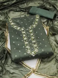 Ishin Floral Embroidered Beads and Stones Unstitched Dress Material