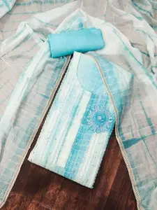 Ishin Floral Embroidered Sequinned Detail Cotton Unstitched Dress Material