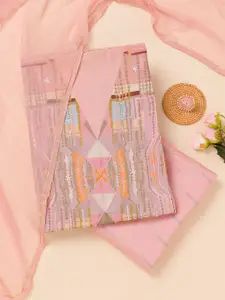 Koskii Abstract Printed Sequinned Unstitched Dress Material