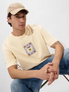 The Souled Store Men Graphic Printed Round Neck Cotton Oversized T-shirt