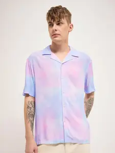 THE BEAR HOUSE Men Cuban Collar Dyed Casual Shirt