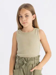 DeFacto Girls Solid Round Neck Cotton Top