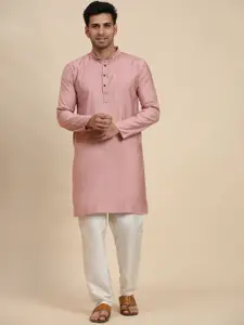 Rawayi Woven Design Mandarin Collar Straight Kurta