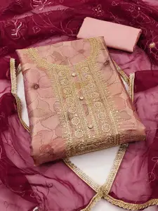 Ishin Floral Printed Beads & Stones Unstitched Dress Material