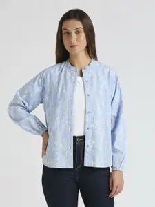 Pepe Jeans Women Mandarin Collar Floral Printed Cotton Casual Shirt