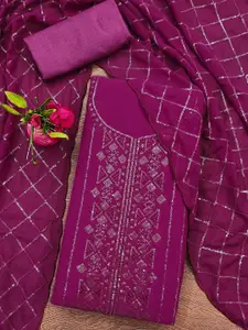 Ishin Floral Embroidered Silk Georgette Unstitched Dress Material