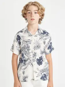 DeFacto Boys Cuban Collar Floral Printed Casual Shirt