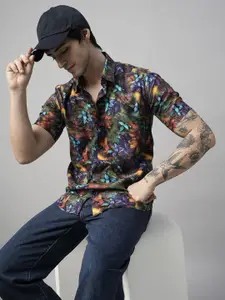 TRYBUY.IN Men Standard Spread Collar Abstract Printed Cotton Casual Shirt