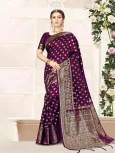 Trendmalls Ethnic Motifs Zari Woven Banarasi Saree