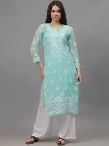 Seva Chikan Ethnic Motifs Embroidered Chikankari Straight Kurta