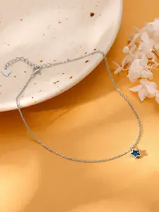 GIVA Set Of 2 925 Sterling Silver Rhodium-Plated Star Anklets