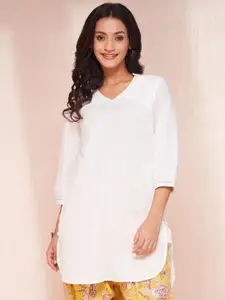 Fabindia V Neck Pure Cotton Straight Kurta