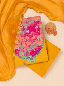 Koskii Floral Printed Sequinned Unstitched Dress Material