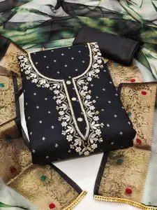 Ishin Floral Woven Design Zari Unstitched Dress Material