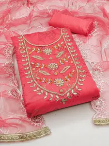 Ishin Ethnic Motifs Embroidered Beads and Stones Unstitched Dress Material