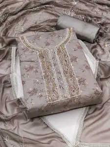 Ishin Floral Woven Design Beads and Stones Unstitched Dress Material