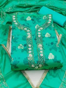 Ishin Floral Unstitched Beads and Stones Dress Material