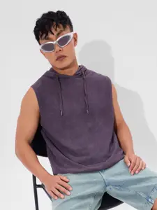 The Souled Store Men Solid Hooded Cotton T-shirt